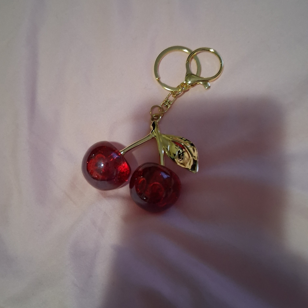 Source Unknown Beautiful Red Cherry Keychain Bagc… - image 3